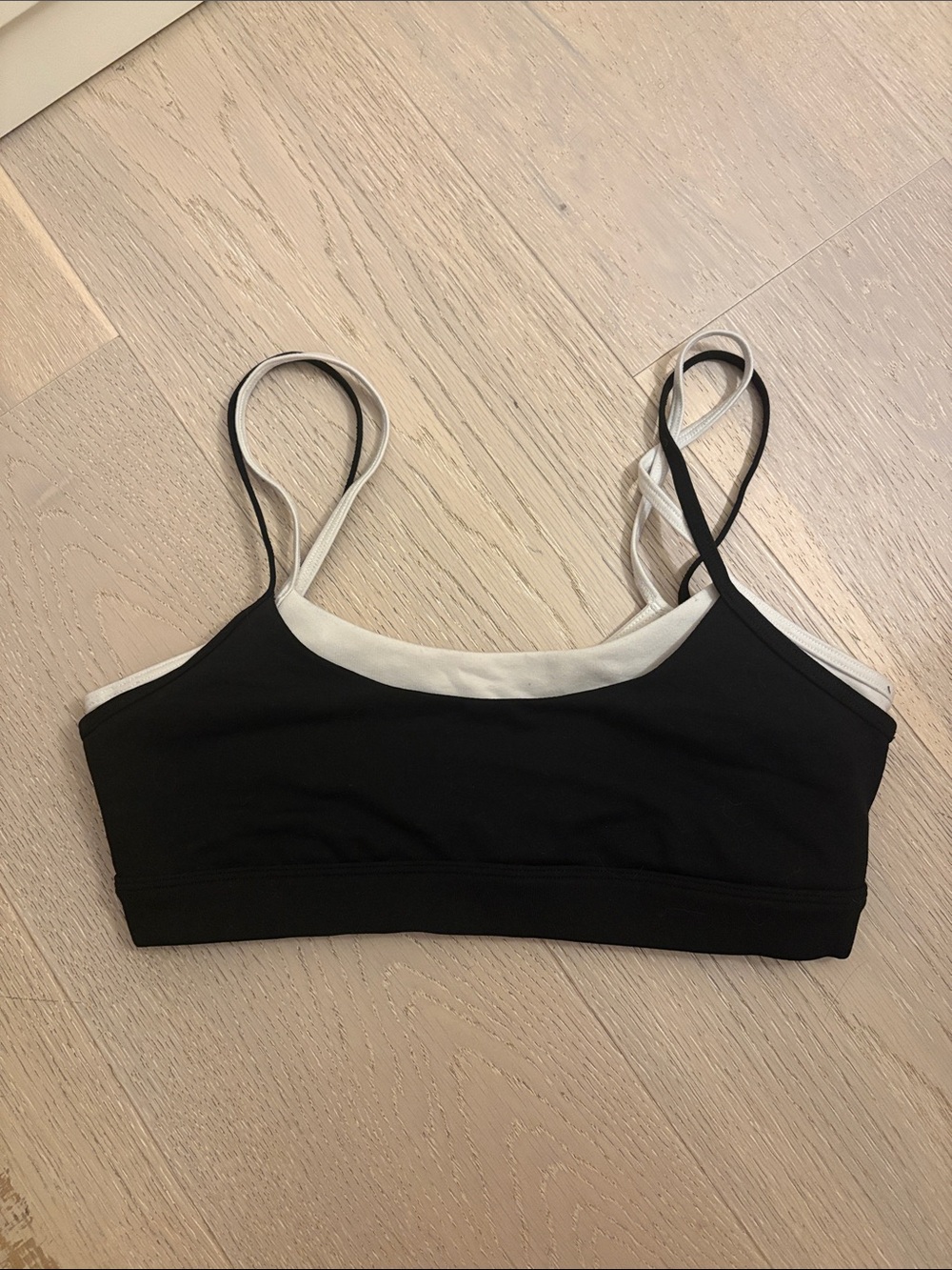 ALO Yoga Black Sports Bralette with White Trim